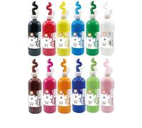 Generico Tempera pronta superlavabile Toy Color - Flacone da 1000 ml Set Colorbox da 12 Colori Assortiti - Prodotto per Lavori Creativi e Pittura