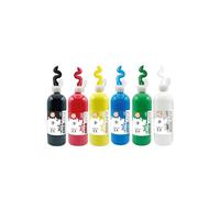 Generico Tempera pronta superlavabile TOY COLOR - Flacone da 1000 ml set Colorbox da 6 colori primari - Prodotto per Lavori Creativi e Pittura