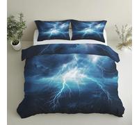 Generico Temporale Copripiumino Matrimoniale Fulmini Orrore Parure Copripiumone con 1 x Copripiumone 150x200 cm e 2 x Federe 50x80cm GS*5