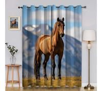 Generico Tenda 3D Montagna Tende Oscuranti per Interni - Cavallo Tenda Oscurante da Interno, Tende Isolamento Resistente all'Usura, Comoda al Tatto 2 x L 140 x A 180 cmYI4101
