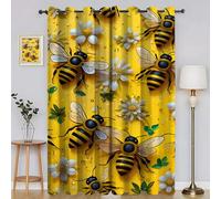 Generico Tenda Ape Cartone Animato Tende Oscuranti - Fiori Tende per Interni, 2 Pezzi Tendeper Interni, per Camera da Letto, Cucina, Soggiorno con Occhielli L 100 x A 160 cmH1402