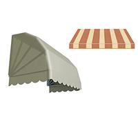 Generico Tenda da Sole Modello CAPPOTTINA a 4 Raggi Realizzata in Tessuto Acrilico Tempotest Parà, struttura bianca (200 x 80 cm) (mattone)