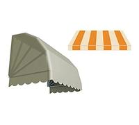 Generico Tenda da Sole Modello CAPPOTTINA a 4 Raggi Realizzata in Tessuto Acrilico Tempotest Parà, struttura bianca (200 x 80 cm) (panna e arancio)