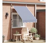 Generico Tenda da Sole Retrattile Manuale 150 cm a Strisce Blu e Bianche,Prato e Giardino,Vita all'aperto,Tende da sole-43219