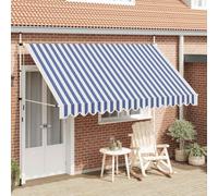 Generico Tenda da Sole Retrattile Manuale 350 cm a Strisce Blu e Bianche,Prato e Giardino,Vita all'aperto,Tende da sole-43223