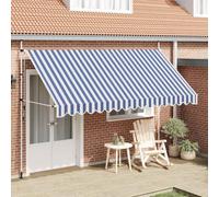 Generico Tenda da Sole Retrattile Manuale 400 cm a Strisce Blu e Bianche,Prato e Giardino,Vita all'aperto,Tende da sole-43224