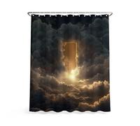 Generico Tenda Doccia Antimuffa per Decor, 120L x 180A cm (1 Pannelli), Surreale Nuvole Cancello Paradiso, Tenda Per Doccia in Fibra Lunga Durata, Oro