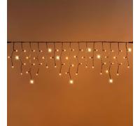 Generico Tenda luminosa luci di Natale 3MT Cascata di Stalattiti MaxiLed Professionale per uso esterno interno Prolungabile (Calda fissa + flash caldo, 92 LED)