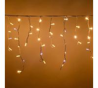 Generico Tenda luminosa luci di Natale 6MT Cascata di Stalattiti MaxiLed Professionale per uso esterno interno Prolungabile (calda fissa + flash freddo, 152 LED)