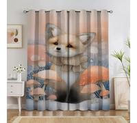 Generico Tenda Oscurante da Interno Fiaba Invernale, Tenda Termica Isolante Freddo e Caldo con Occhielli per Interni Soggiorno Cucina, Volpe 140x260 cm (LxA) 2 Pannelli A2471