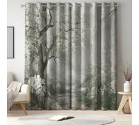 Generico Tenda oscurante per interni Chiaro, Foresta Sentiero con Bosco, con occhielli, set di 2 per salotto e camera da letto, protezione dal calore, dal freddo e massima privacy, L 117 x A 137 cm