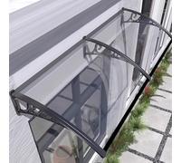 Generico Tenda Parasole Trasparente per Esterni - Elegante Tenda Parasole per Esterni - Protezione UV e Pioggia con Copertura in policarbonato e Staffa in Alluminio - 80x100 cm, Colore Nero, per Port
