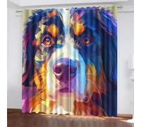 Generico Tenda per Finestra Stile Di Arte Astratta Protezione UV Isolamento Termico Ombreggiatura Sipario Colorato Cane Con Occhiello Tende per Adulti Adolescente Bambini 2 Pannelli 110L x 215A CM
