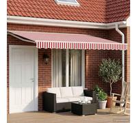 Generico Tenda Retrattile Manuale Rosso e Bianco 5 × 3,5 m,Prato e Giardino,Vita all'aperto,Tende da sole-3420353