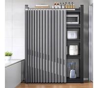 Generico Tenda Scorrevole Autoadesiva per Armadio, Tenda Antipolvere per Scaffali Aperti, Tenda per la Privacy da Applicare sotto la Scrivania per Ufficio Domestico, Aula,Grigio,180cmW/180cmH