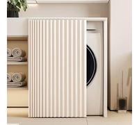 Generico Tenda Scorrevole per Armadietti, Finto Lino, Tenda Autoadesiva per Mensole da Cucina Antipolvere, Impermeabile, Non Necessita di Foratura per Ripiani Aperti,Bianca,W60cm/H80cm