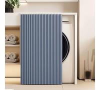 Generico Tenda Scorrevole per Armadietti, Finto Lino, Tenda Autoadesiva per Mensole da Cucina Antipolvere, Impermeabile, Non Necessita di Foratura per Ripiani Aperti,Blu,W110cm/H90cm
