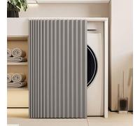 Generico Tenda Scorrevole per Armadietti, Finto Lino, Tenda Autoadesiva per Mensole da Cucina Antipolvere, Impermeabile, Non Necessita di Foratura per Ripiani Aperti,Grigio,W90cm/H60cm