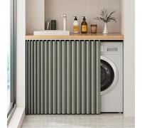 Generico Tenda Scorrevole per Armadio, Tende Antipolvere per Ripiani Aperti, Tenda Impermeabile in Lino per Armadio con Binario per Cucina, Tenda Parasole da Cucina Autoadesiva,Grigio,W60cm/H170cm