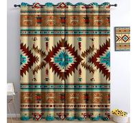 Generico Tende 140L x 260A cm (2 Pannelli) Tende Oscuranti Riduzione del rumore, per interni per il soggiorno e la camera da letto, con Occhielli Moderne Tenda, Tradizione Tessuti Tribù Marrone