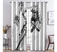 Generico Tende Ciclismo Estremo per Interni Oscuranti 2 Pezzi, Tende Motivo Cavaliere Bianco Nero, Tenda Camera da Letto Soggiorno Casa Finestra, con Anelli, 140 L x 160 A cm A-X29
