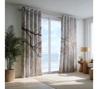 Generico Tende da Ramo secco Nebbioso Artistico 140 x 240 cm (Larghezza x Altezza), Tende Oscuranti per Interni 2 Pezzi PROTEGGE Verde chiaro,