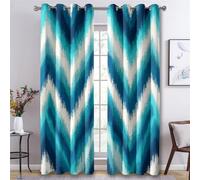 Generico Tende Motivo Zig Zag per Interni Oscuranti 2 Pezzi, Tende Motivo Arte Moderna, Tenda Camera da Letto Soggiorno Casa Finestra, con Anelli, 140 L x 160 A cm A-X25