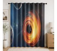 Generico Tende Occhielli Poliestere Termico e Riduzione del Rumore Buco Nero Della Via Lattea Bambini Tende Oscuranti 2 Pannelli 140Lx245A cm Nero per Camera da Letto e Soggiorno Decorare