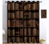 Generico Tende Oscurante Con Occhielli Tende Oscuranti Termiche Isolanti Camera Da Letto Ragazzo 3D Libreria Vintage Libri Tende Soggiorno Per Interni 2 Pannelli L140 x A260 cm