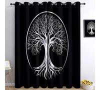 Generico Tende Oscuranti 2 Pezzi Albero Nero Della Vita L75 x A166 cm Tenda Oscurante Opache per Soggiorno Camera Da Letto, Tende Stampate per la Stanza dei Bambini