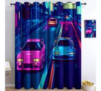 Generico Tende Oscuranti 2 Pezzi Auto Sportiva Colorata Dei Cartoni Animati L75 x A166 cm Tenda Oscurante Opache per Soggiorno Camera Da Letto, Tende Stampate per la Stanza dei Bambini