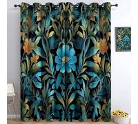 Generico Tende Oscuranti 2 Pezzi Foglie Di Piante Di Fiori L110 x A215 cm Tenda Oscurante Opache per Soggiorno Camera Da Letto, Tende Stampate per la Stanza dei Bambini