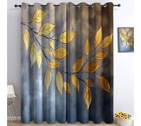 Generico Tende Oscuranti 2 Pezzi Foglie D'Oro L110 x A215 cm Tenda Oscurante Opache per Soggiorno Camera Da Letto, Tende Stampate per la Stanza dei Bambini