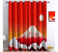 Generico Tende Oscuranti 2 Pezzi Sole Della Montagna Rossa L110 x A215 cm Tenda Oscurante Opache per Soggiorno Camera Da Letto, Tende Stampate per la Stanza dei Bambini