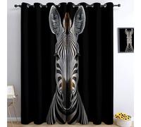 Generico Tende Oscuranti 2 Pezzi Zebra Animale Nera L110 x A215 cm Tenda Oscurante Opache per Soggiorno Camera Da Letto, Tende Stampate per la Stanza dei Bambini