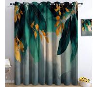 Generico Tende Oscuranti 3D Acquerello Foglie Della Giungla Fiori Occhielli Tende, Interni Camera Da Letto Soggiorno 140L x 245A cm Grigio Moderne Cameretta Bambini Ufficio Albergo 2 Pannelli