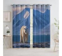 Generico Tende Oscuranti 3D Animale Orso Polare Di Venezia Occhielli Tende, Interni Camera Da Letto Soggiorno 117L x 183A cm Bianco Moderne Cameretta Bambini Ufficio Albergo 2 Pannelli