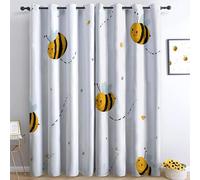 Generico Tende Oscuranti 3D Ape Dei Cartoni Animati Occhielli Tende, Interni Camera Da Letto Soggiorno 117L x 138A cm Bianco Moderne Cameretta Bambini Ufficio Albergo 2 Pannelli