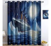 Generico Tende Oscuranti 3D Dipinto Ad Olio Iceberg Titanic Occhielli Tende Da Interni Camera Da Letto Soggiorno 117L x 183A cm Moderne Cameretta Bambini Ufficio Albergo 2 Pannelli