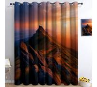 Generico Tende Oscuranti 3D Fotografico Alba Nei Monti Carpazi Occhielli Tende, Interni Camera Da Letto Soggiorno 140L x 245A cm Colore Arancione Moderne Cameretta Bambini Ufficio Albergo 2 Pannelli