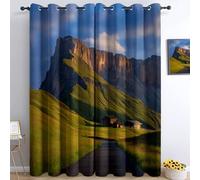 Generico Tende Oscuranti 3D Fotografico Dolomiti Italia Occhielli Tende, Interni Camera Da Letto Soggiorno 140L x 260A cm Verde Moderne Cameretta Bambini Ufficio Albergo 2 Pannelli