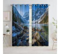Generico Tende Oscuranti 3D Paesaggio Naturale Lago Morskie Oko Monti Tatra Occhielli Tende, Interni Camera Da Letto Soggiorno 75L x 166A cm Blu Moderne Cameretta Bambini Ufficio Albergo 2 Pannelli