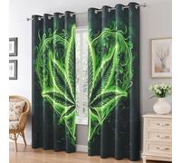 Generico Tende Oscuranti Erba di Marijuana, Tende per Interni Foglie di Canna on Occhielli 117L x 183A cm, Tenda Termiche Isolanti per Soggiorno e Camera da Letto 2 Pezzi K11