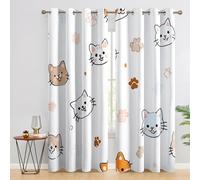 Generico Tende Oscuranti Gatto Carino, Impronta Zampa Tenda Oscurante da Interno con Occhielli, Tende Oscuranti Termiche Isolanti 70 L x 160 A cm (2 Pannelli) D&P28