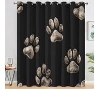 Generico Tende Oscuranti Impronta Della Zampa d'Orso, Tende per Interni Zampa di Cane Rustica con Occhielli 140L x 200A cm, Tenda Termiche Isolanti per Soggiorno e Camera da Letto 2 Pezzi K11