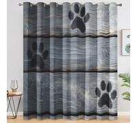 Generico Tende Oscuranti Impronta Della Zampa, Tende per Interni Tavola di Legno Rustica con Occhielli 140L x 280A cm, Tenda Termiche Isolanti per Soggiorno e Camera da Letto 2 Pezzi K11