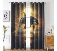 Generico Tende Oscuranti Orca Assassina, Mare Chiaro Luna Tenda Oscurante da Interno con Occhielli, Tende Oscuranti Termiche Isolanti 70 L x 160 A cm (2 Pannelli) D&P27