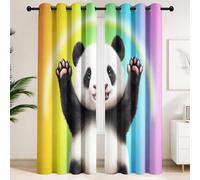 Generico Tende Oscuranti per Camera Bambini, 3D Animale Monello Panda, Multicolore, Cartone Animato, Tenda Microfibra con Anelli per Interni Camera da Letto Soggiorno L 140 x A 280 cm, 2 Pezzi