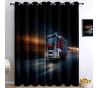 Generico Tende Oscuranti per Camera da Letto 140L x 245A cm 2 Pannelli, Tende con Stampa di Sport Strada Camion Dei Pompieri, Tenda Realismo per Decorare la Camera dei Bambini e il Soggiorno