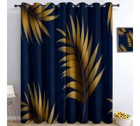 Generico Tende oscuranti per camera da letto 140L x 260A cm 2 pannelli, tende con stampa di Piante foglie di palma strisce - tenda Minimalismo per decorare la camera dei bambini e il soggiorno